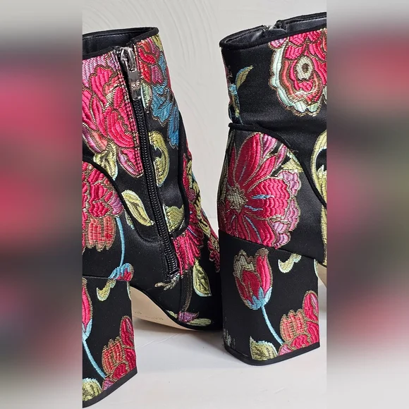 Marc Fisher Floral Embroidered Ankle Boots - Black and Multicolor - Picture 13 of 14